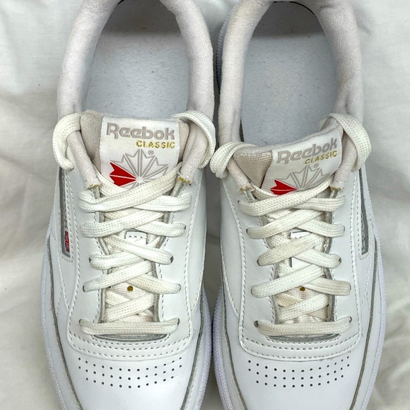 Reebok club C 85 white leather low top sneakers ladies sz 8 - Picture 6 of 9